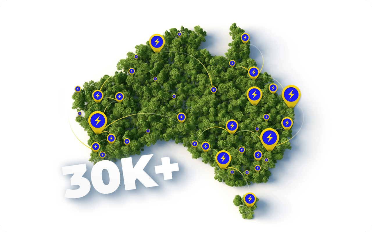 Map of Australia showing Solar Battery Group installs