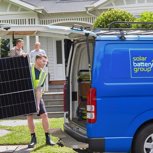 Solar Battery Group team delivering a solar installation