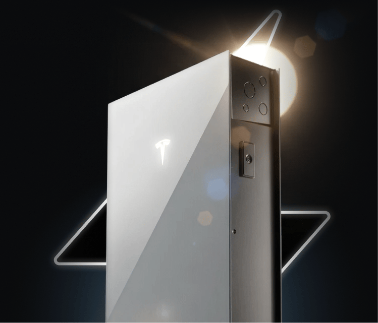 Tesla Powerwall 3 mounted on a rendered exterior wall