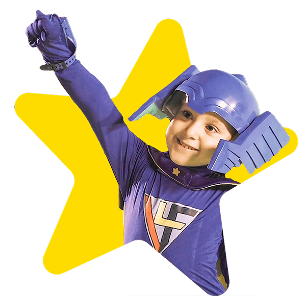 Nicolas in a superhero costume