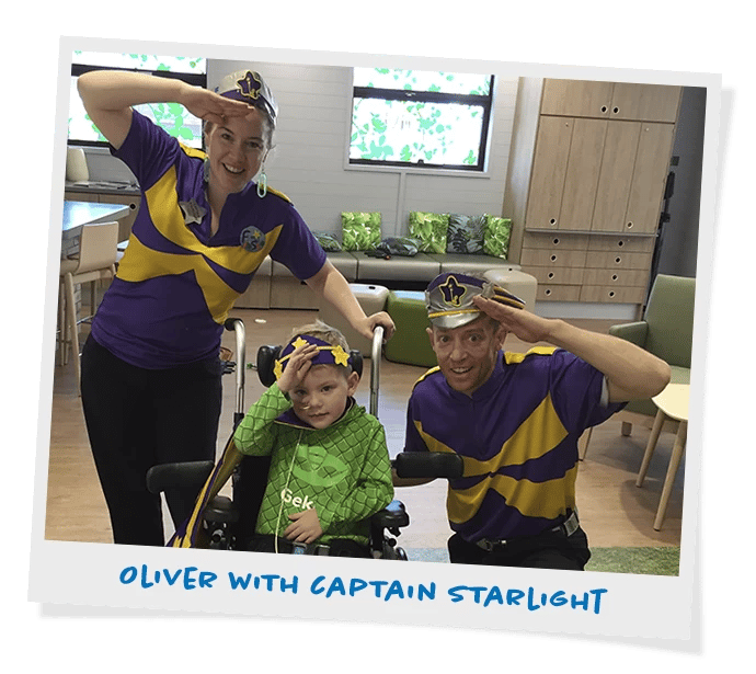 Oliver and family with Captain Starlight