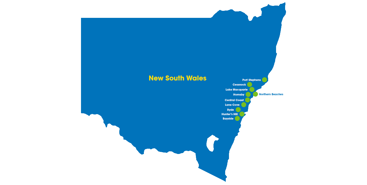 New South Wales map highlighting regional blackout-prone areas
