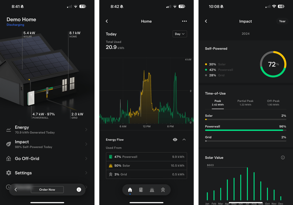 Tesla home battery system interface