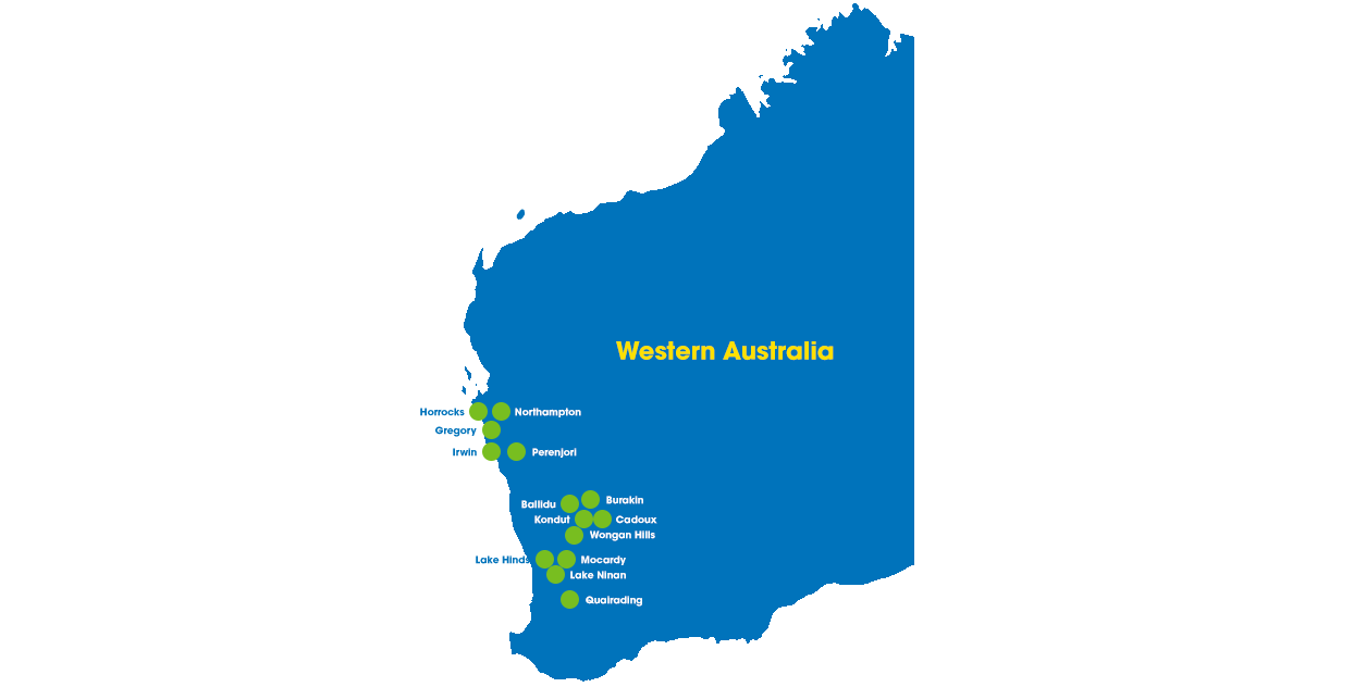 Western Australia map highlighting regional outage-prone areas