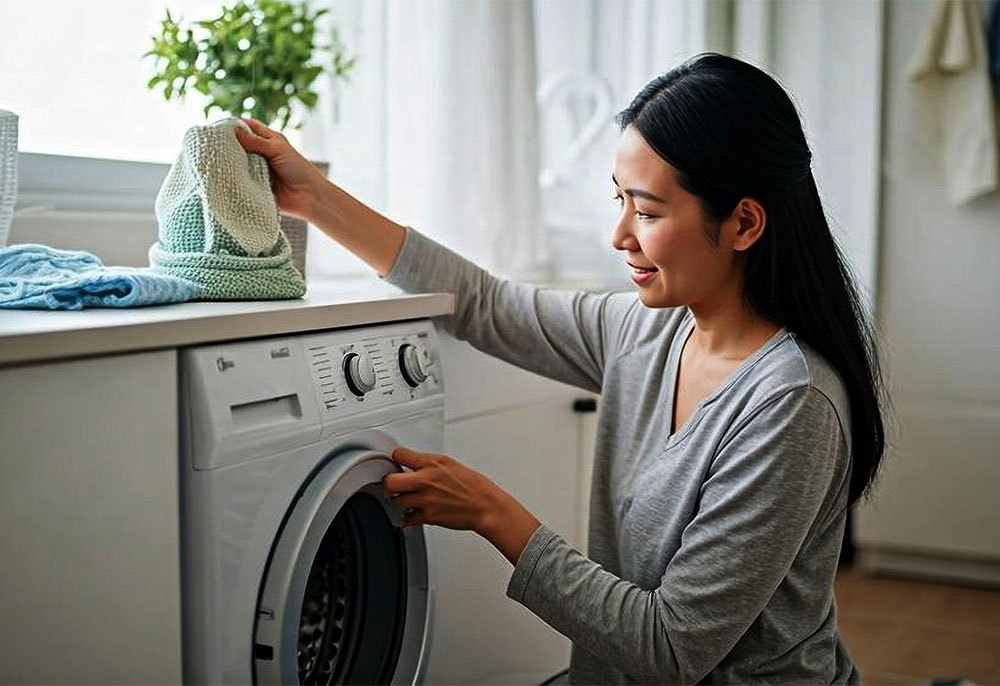 Woman doing laundry